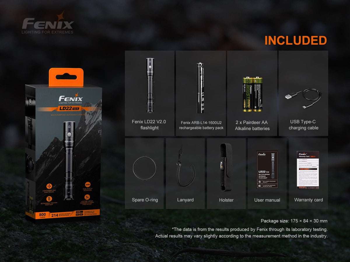 Fenix LD22 V2 Compact LED Flashlight - 800 Lumens - Get Tight Gear