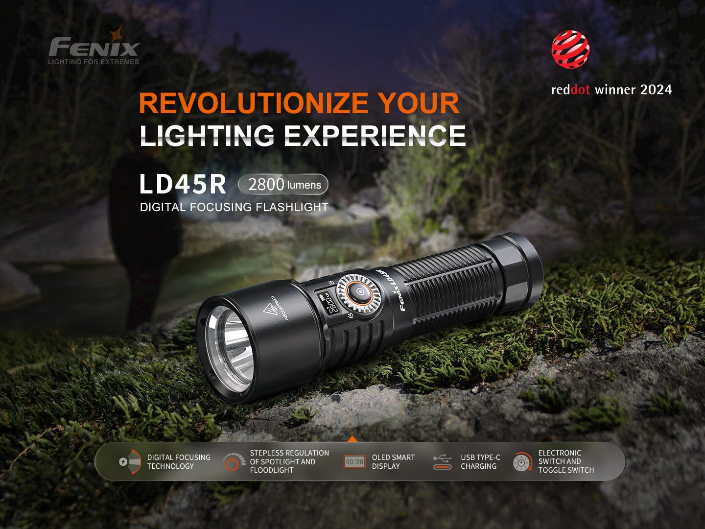 Fenix LD45R Digital Focus Rechargeable LED Flashlight - Get Tight Gear
