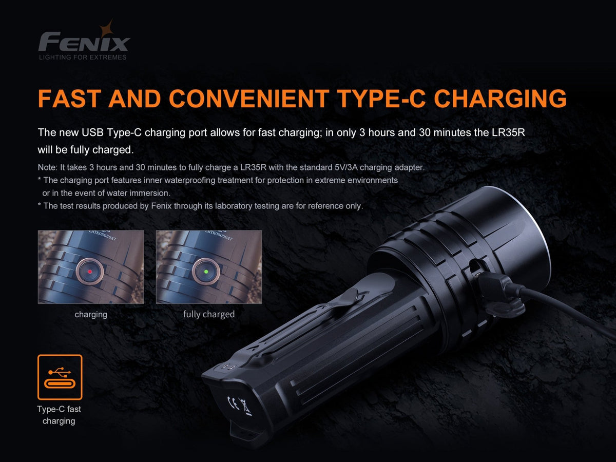 Fenix LR35R Rechargeable LED Flashlight - 10,000 Lumens - Get Tight Gear