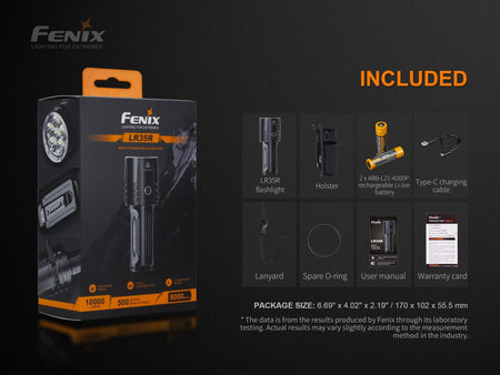 Fenix LR35R Rechargeable LED Flashlight - 10,000 Lumens - Get Tight Gear