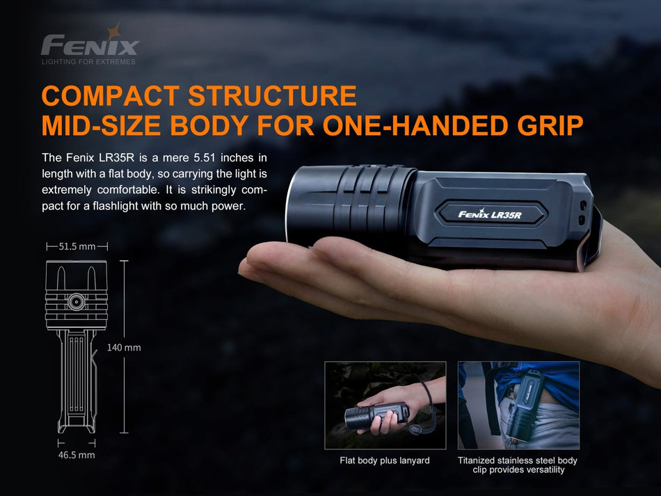 Fenix LR35R Rechargeable LED Flashlight - 10,000 Lumens - Get Tight Gear