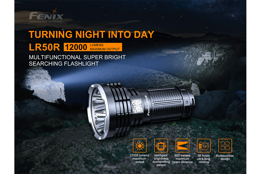 Fenix LR50R Multifunctional LED Search Light - 12000 Lumens - Get Tight Gear