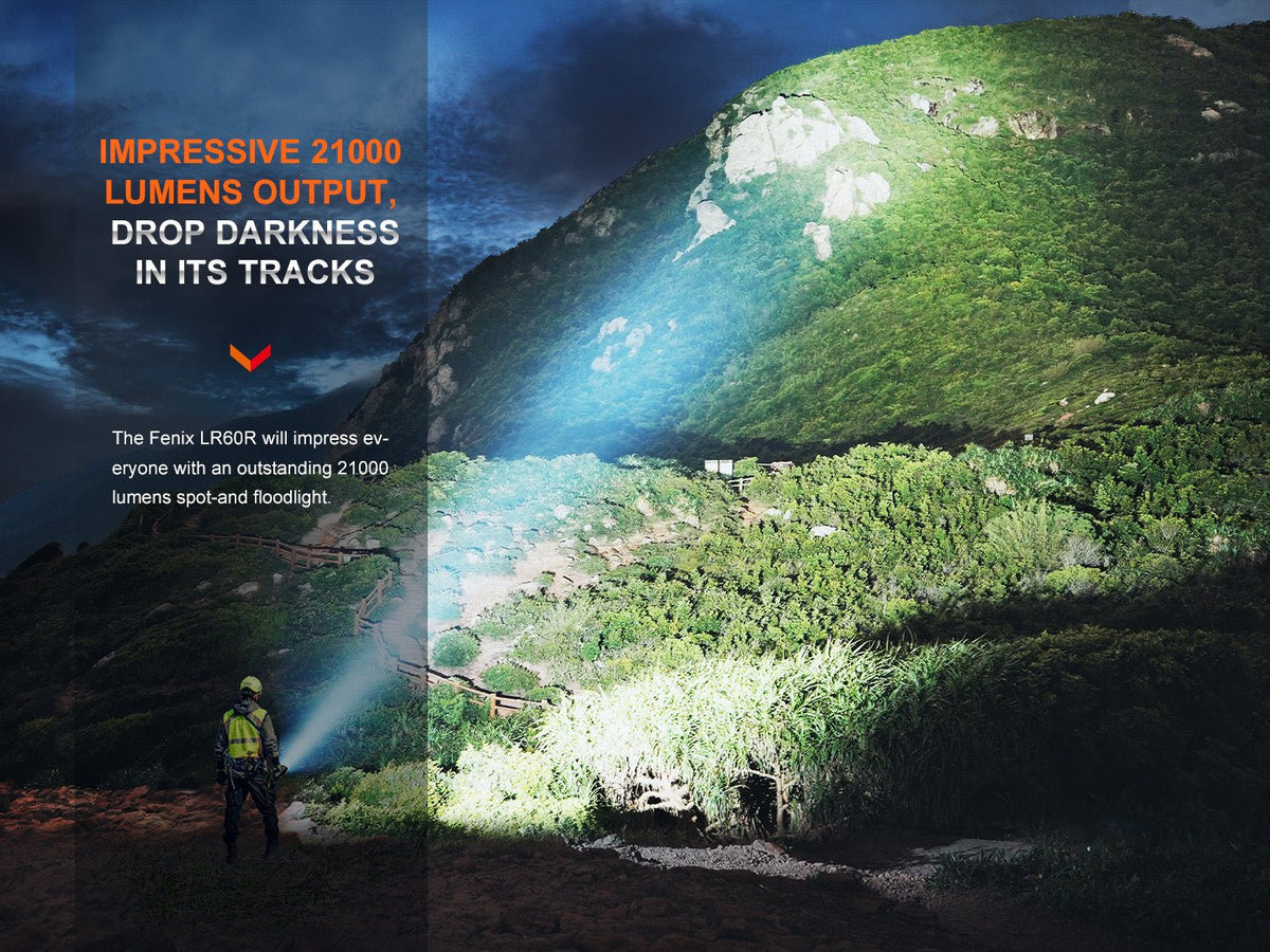 Fenix LR60R Rotary Switch Rechargeable Searchlight - 21000 Lumens - Get Tight Gear