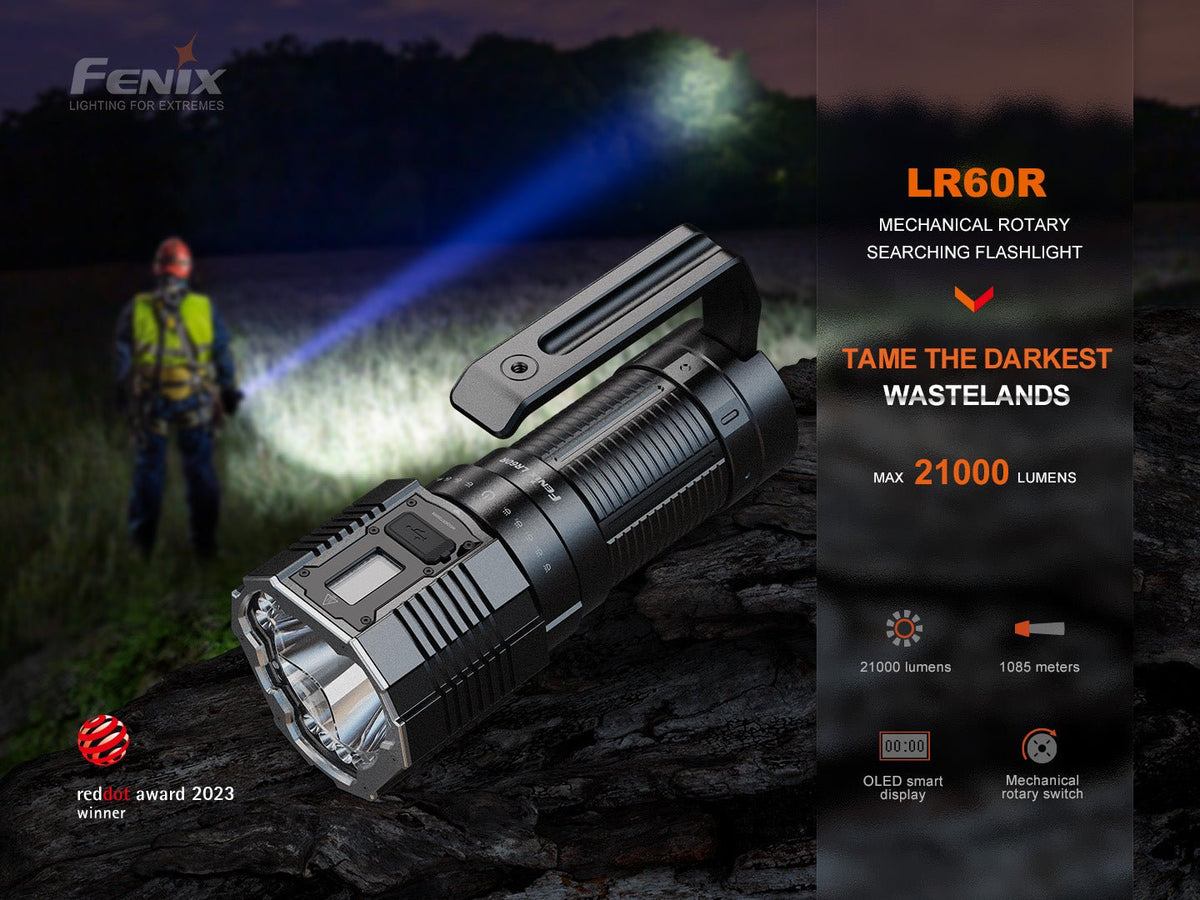 Fenix LR60R Rotary Switch Rechargeable Searchlight - 21000 Lumens - Get Tight Gear