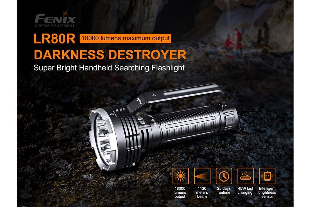 Fenix LR80R Rechargeable LED Searchlight - 18000 Lumens - Get Tight Gear