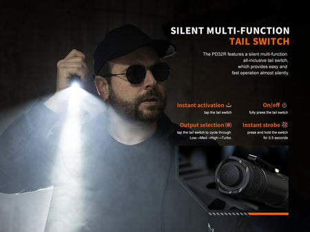Fenix PD32R Rechargeable Silent Switch LED Flashlight - Get Tight Gear