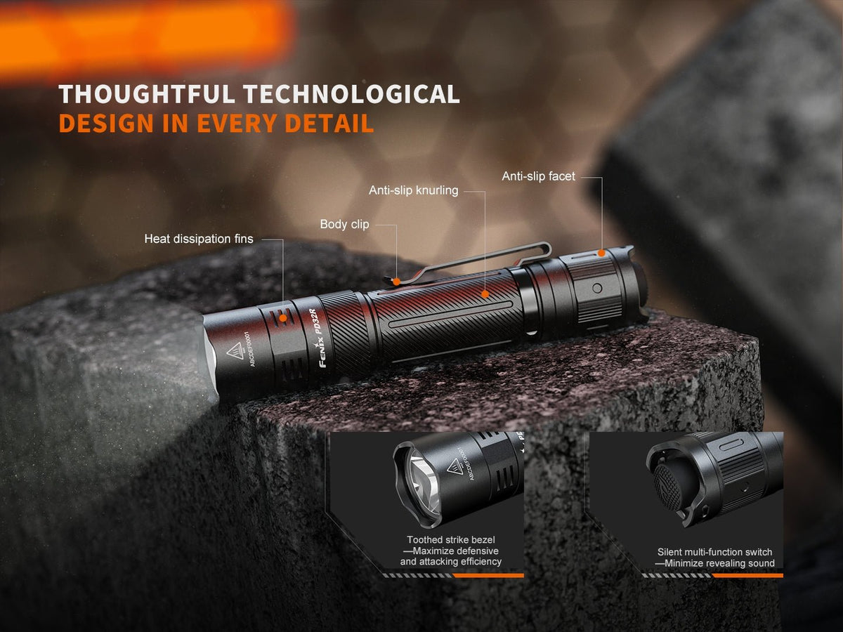 Fenix PD32R Rechargeable Silent Switch LED Flashlight - Get Tight Gear