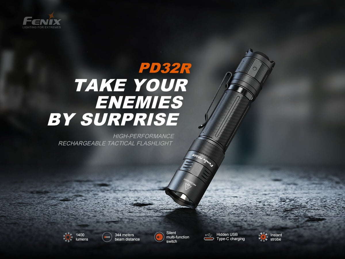 Fenix PD32R Rechargeable Silent Switch LED Flashlight - Get Tight Gear