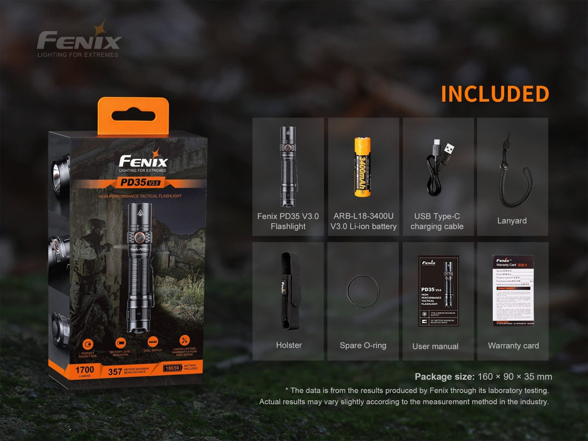 Fenix PD35 V3.0 Everyday Carry Flashlight - 1700 Lumens - Get Tight Gear