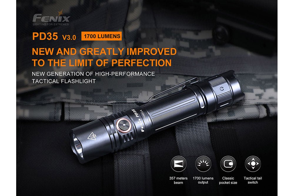 Fenix PD35 V3.0 Everyday Carry Flashlight - 1700 Lumens - Get Tight Gear