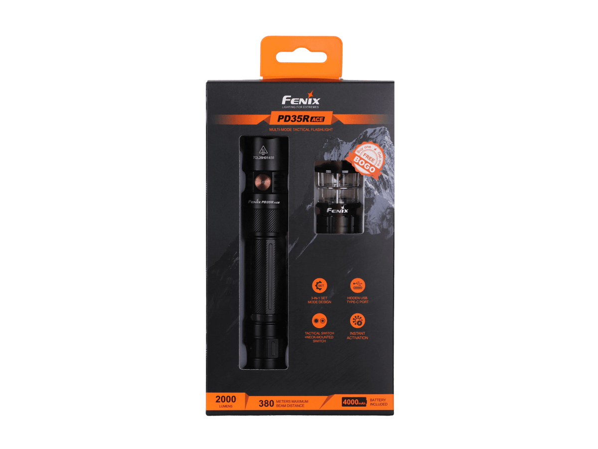 Fenix PD35R ACE Multi - mode Tactical Flashlight + FREE CL01 Mini Lantern - Get Tight Gear