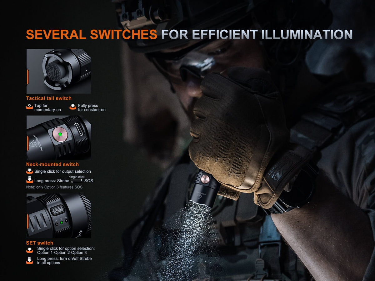 Fenix PD35R ACE Multi - mode Tactical Flashlight + FREE CL01 Mini Lantern - Get Tight Gear
