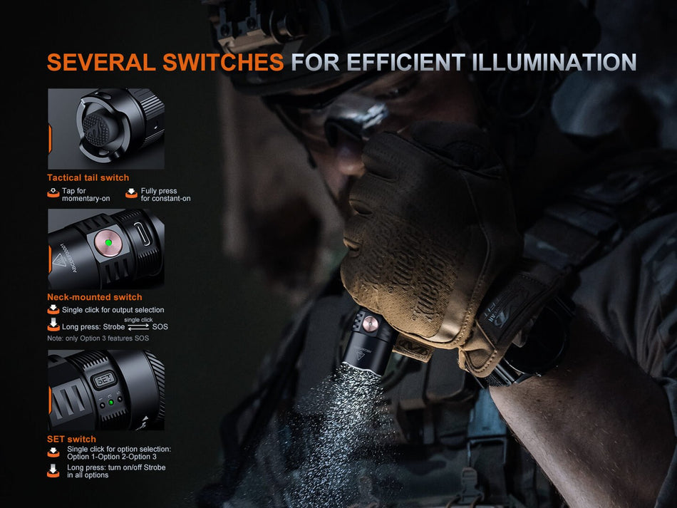 Fenix PD35R ACE Multi - mode Tactical Flashlight + FREE CL01 Mini Lantern - Get Tight Gear