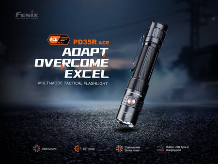 Fenix PD35R ACE Multi - mode Tactical Flashlight + FREE CL01 Mini Lantern - Get Tight Gear