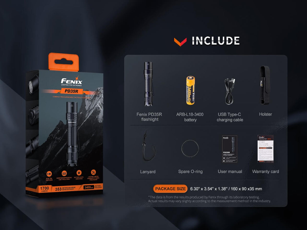 Fenix PD35R Compact Rechargeable Tactical Flashlight - Get Tight Gear