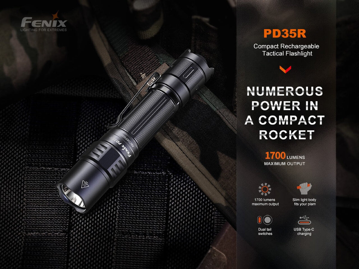 Fenix PD35R Compact Rechargeable Tactical Flashlight - Get Tight Gear