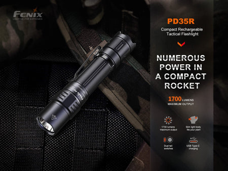 Fenix PD35R Compact Rechargeable Tactical Flashlight - Get Tight Gear