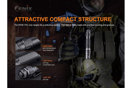 Fenix PD36 TAC Tactical Flashlight - 3000 Lumens - Get Tight Gear