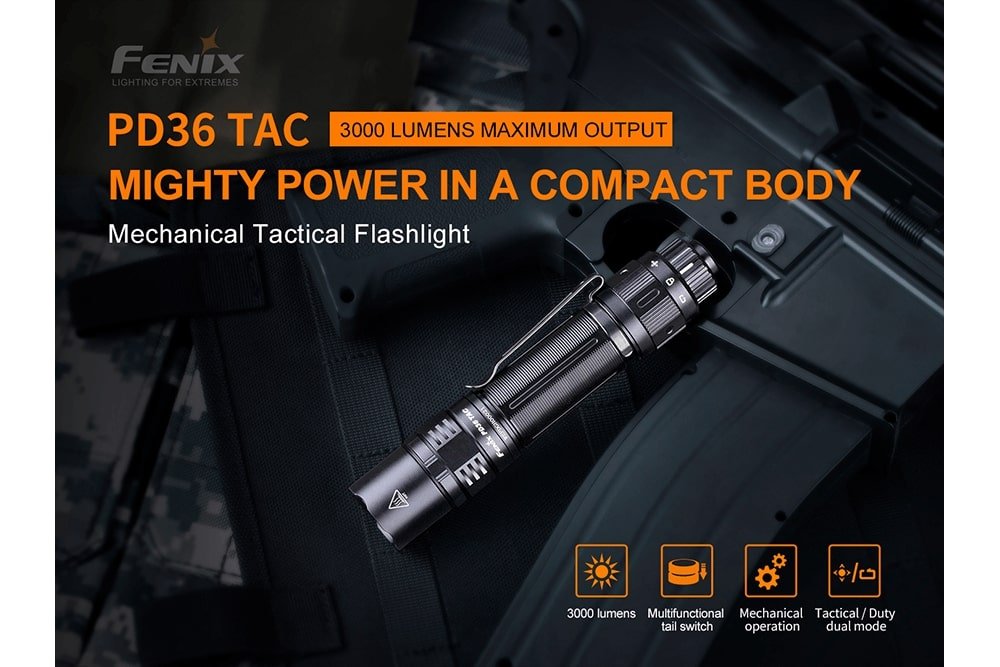 Fenix PD36 TAC Tactical Flashlight - 3000 Lumens - Get Tight Gear