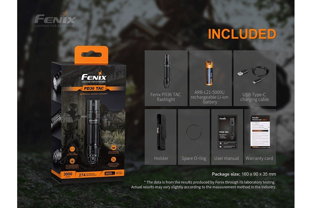 Fenix PD36 TAC Tactical Flashlight - 3000 Lumens - Get Tight Gear