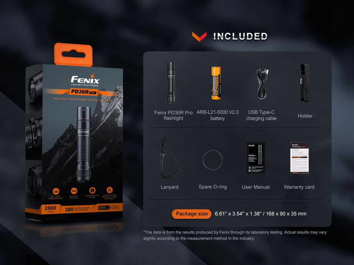 Fenix PD36R Pro 2800 Lumen Flashlight + FREE E03R V2 Keychain Light - Get Tight Gear