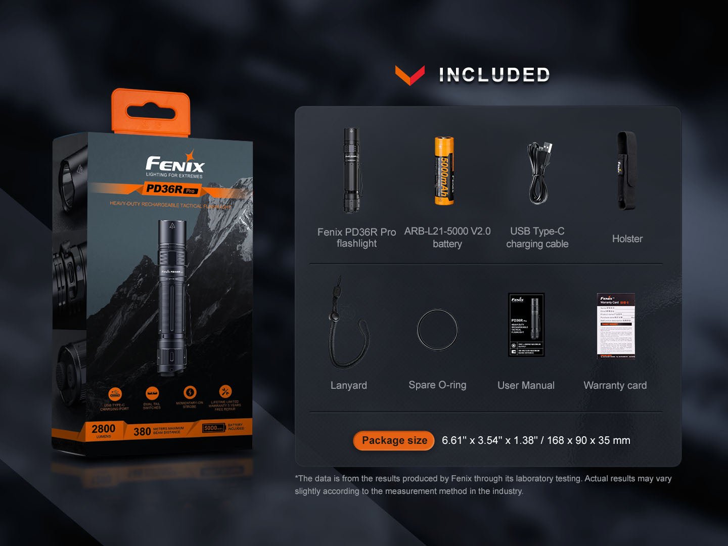 Fenix PD36R Pro 2800 Lumen Flashlight + FREE E03R V2 Keychain Light - Get Tight Gear