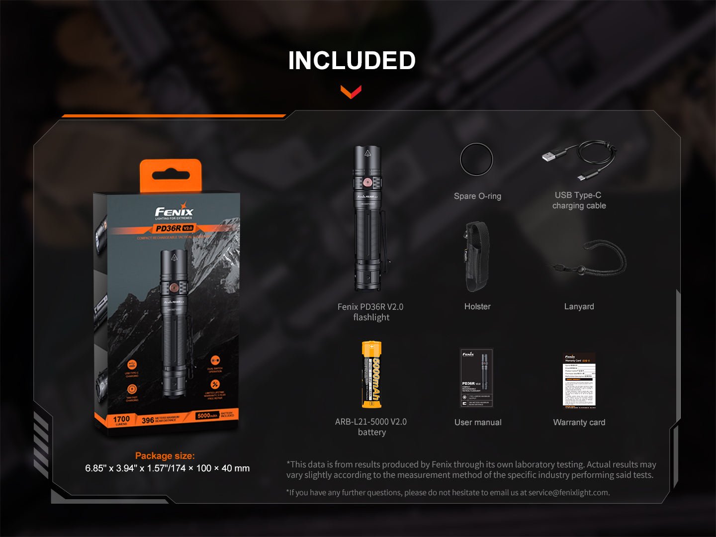 Fenix PD36R V2 Compact Rechargeable Tactical Flashlight - 1700 Lumens - Get Tight Gear