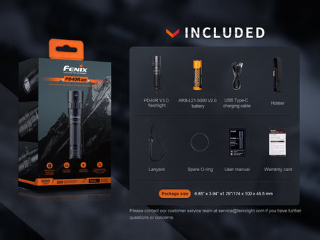 Fenix PD40R V3 Rechargeable Flashlight - Get Tight Gear