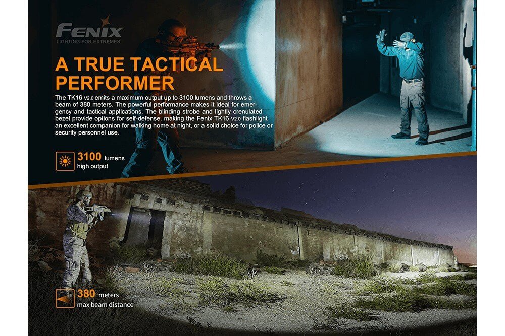 Fenix TK16 V2.0 Tactical Flashlight - 3100 Lumens - Get Tight Gear