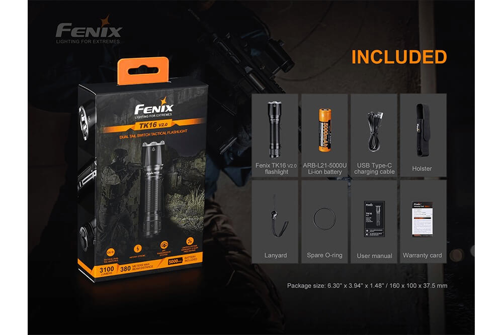 Fenix TK16 V2.0 Tactical Flashlight - 3100 Lumens - Get Tight Gear