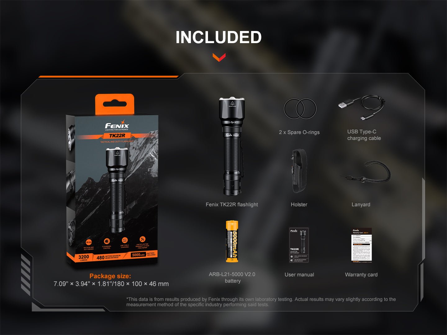 Fenix TK22R Rechargeable Tactical & Duty Flashlight - Get Tight Gear