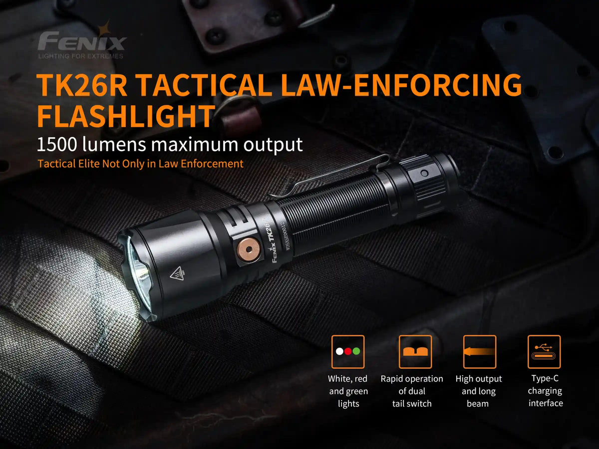 Fenix TK26R Tactical LED Flashlight - 1500 Lumens - Get Tight Gear