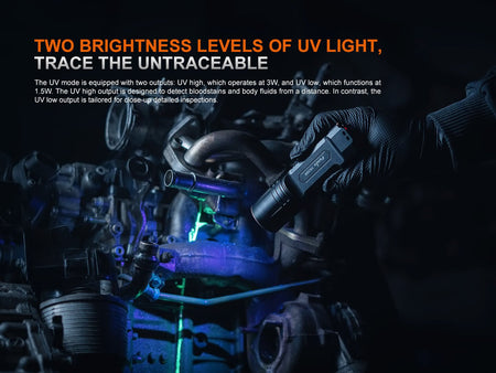 Fenix TK35R Rechargeable High - Performance Tactical Flashlight with UV Output - Get Tight Gear