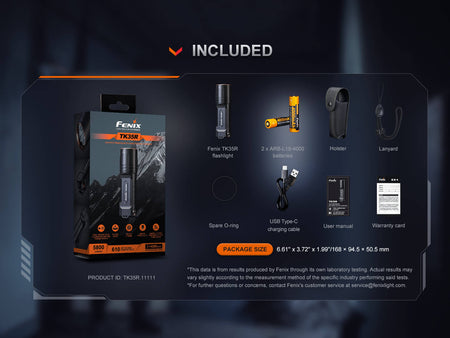 Fenix TK35R Rechargeable High - Performance Tactical Flashlight with UV Output - Get Tight Gear