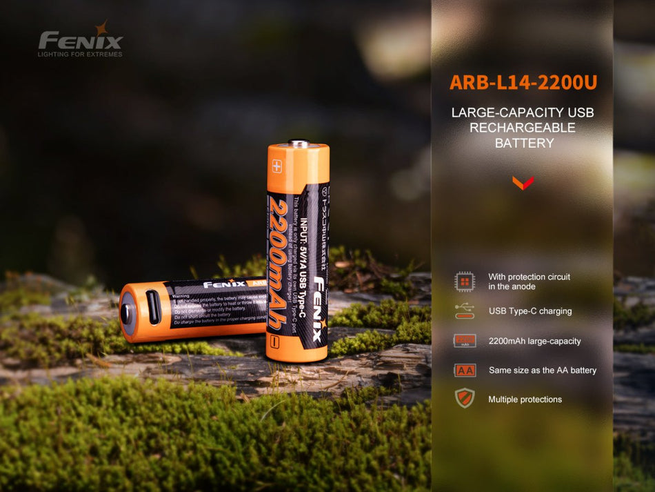 Fenix USB Rechargeable Li - ion AA Size Battery - Get Tight Gear