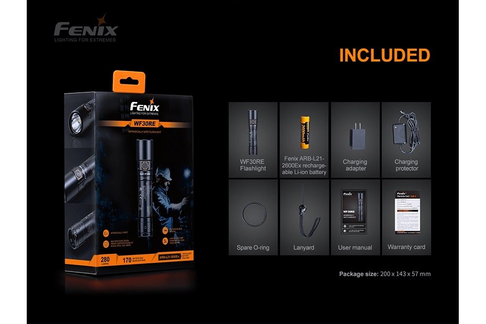 Fenix WF30RE Intrinsically Safe Flashlight - 280 Lumens - Get Tight Gear
