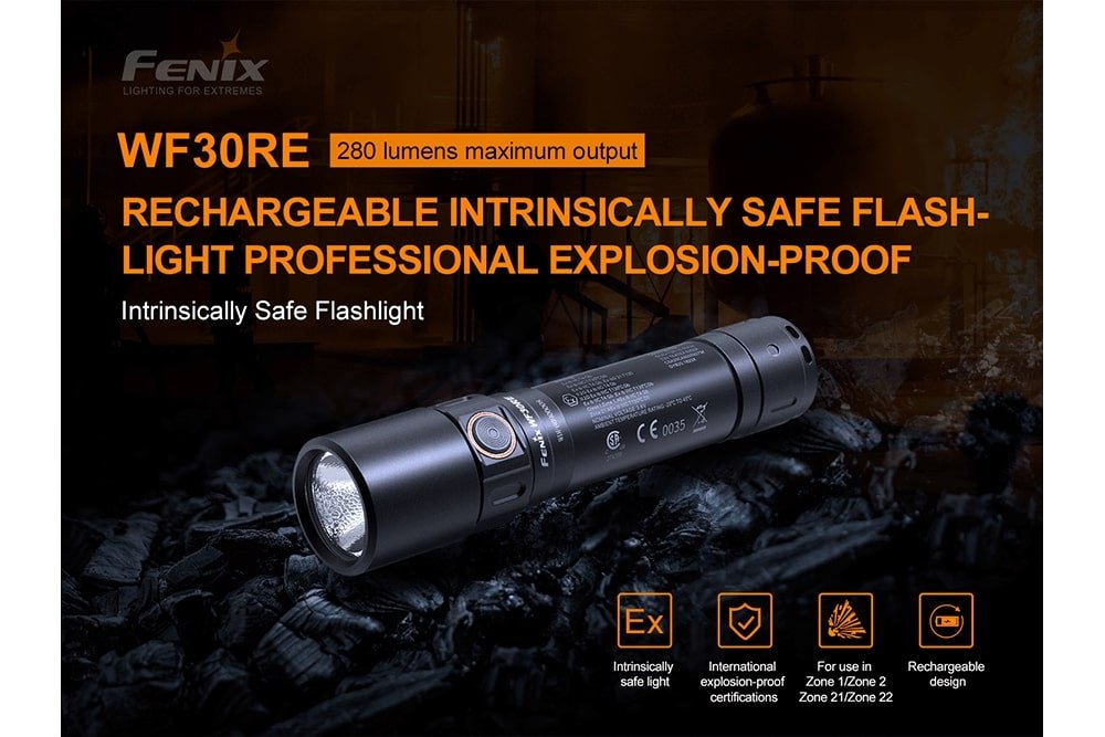 Fenix WF30RE Intrinsically Safe Flashlight - 280 Lumens - Get Tight Gear