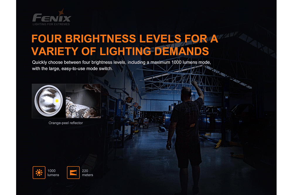 Fenix WT25R Adjustable Head LED Flashlight - 1000 Lumens - Get Tight Gear
