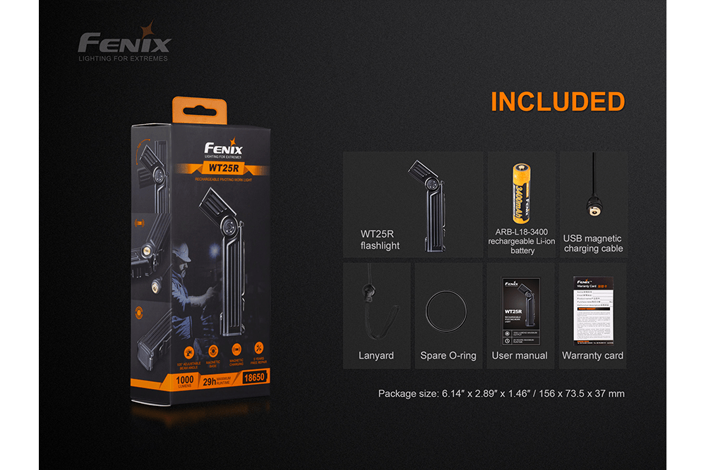 Fenix WT25R Adjustable Head LED Flashlight - 1000 Lumens - Get Tight Gear