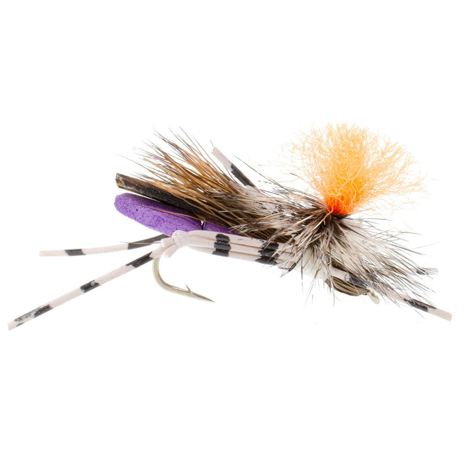Feth Hopper Purple - Foam Grasshopper Fly Pattern - 6 Flies Flies Hook Size 10 - Get Tight Gear