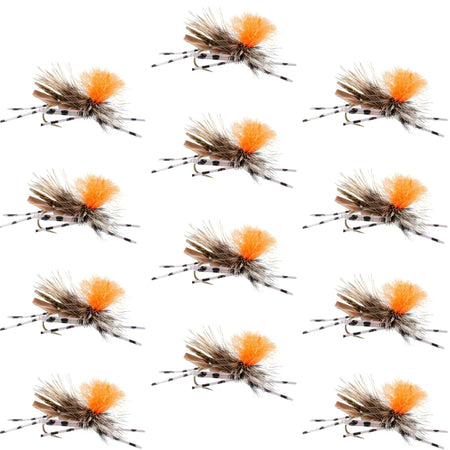 Feth Hopper Tan - Foam Grasshopper Fly Pattern - 1 Dozen Flies Hook Size 10 - Get Tight Gear