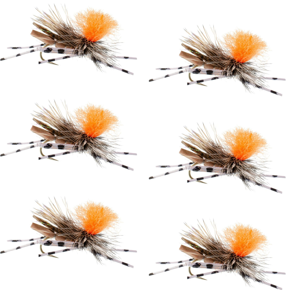 Feth Hopper Tan - Foam Grasshopper Fly Pattern - 6 Flies Hook Size 10 - Get Tight Gear