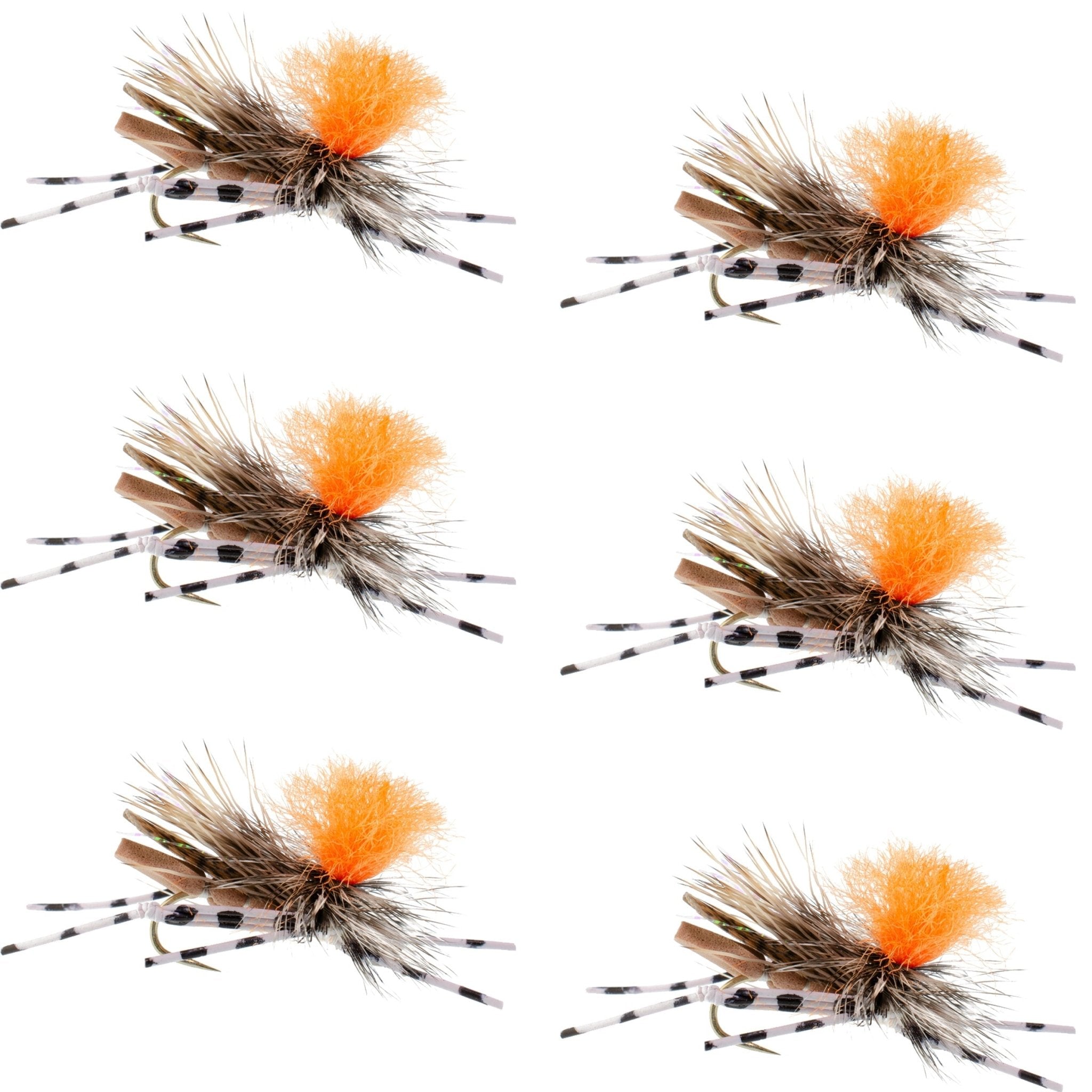 Feth Hopper Tan - Foam Grasshopper Fly Pattern - 6 Flies Hook Size 10 - Get Tight Gear