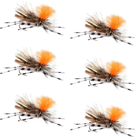 Feth Hopper Tan - Foam Grasshopper Fly Pattern - 6 Flies Hook Size 10 - Get Tight Gear