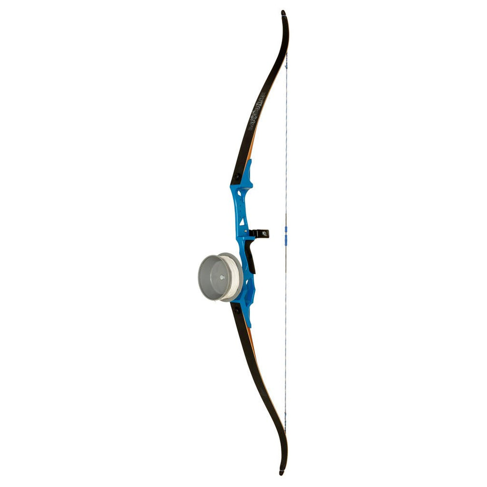 Fin Finder Bank Runner Bowfishing Recurve Package with Drum Reel Package Blue 58 in. 35 lbs. RH - Get Tight Gear