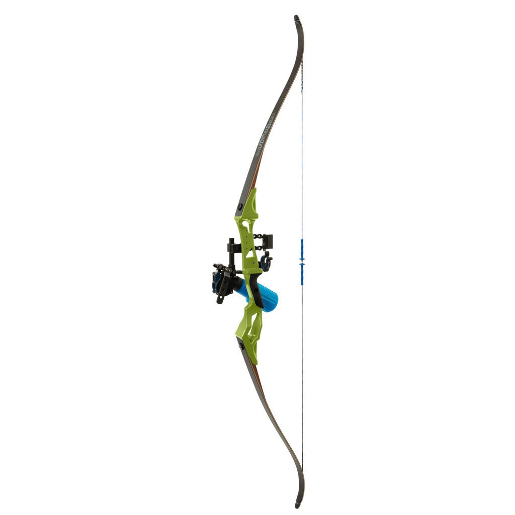 Fin Finder Bank Runner Bowfishing Recurve Package with Winch Pro Bowfishing Reel Green 35 lbs. RH - Get Tight Gear