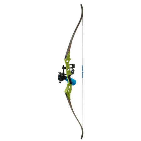 Fin Finder Bank Runner Bowfishing Recurve Package with Winch Pro Bowfishing Reel Green 35 lbs. RH - Get Tight Gear