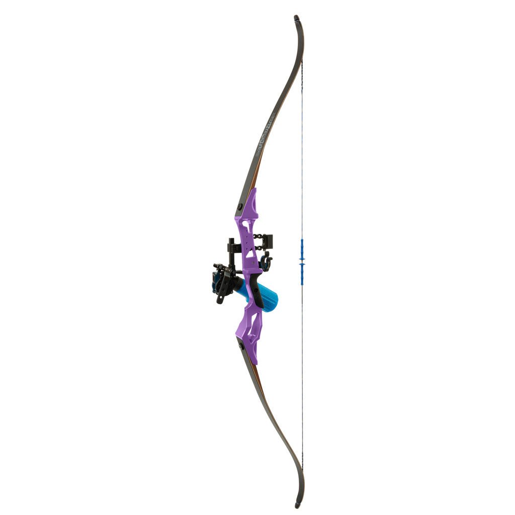 Fin Finder Bank Runner Bowfishing Recurve Package with Winch Pro Bowfishing Reel Purple 35 lbs. RH - Get Tight Gear