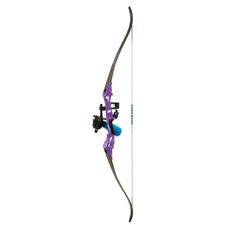 Fin Finder Bank Runner Bowfishing Recurve Package with Winch Pro Bowfishing Reel Purple 35 lbs. RH - Get Tight Gear