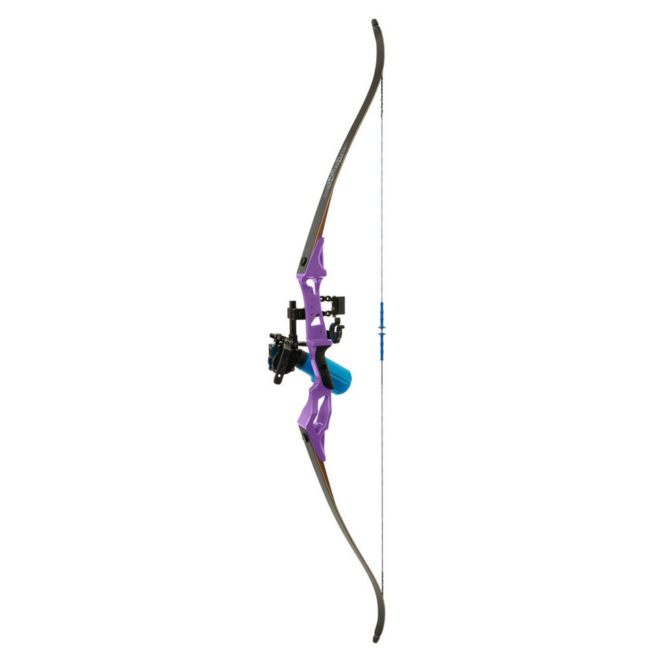 Fin Finder Bank Runner Bowfishing Recurve Package with Winch Pro Bowfishing Reel Purple 35 lbs. RH - Get Tight Gear